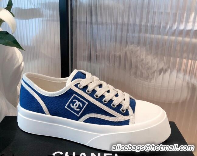 Most Popular Chanel Canvas Platfrom Sneakers 081414 Blue 2021