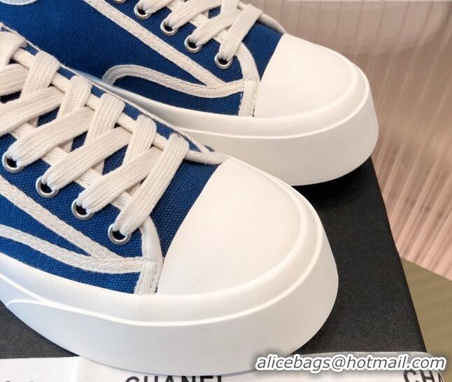 Most Popular Chanel Canvas Platfrom Sneakers 081414 Blue 2021