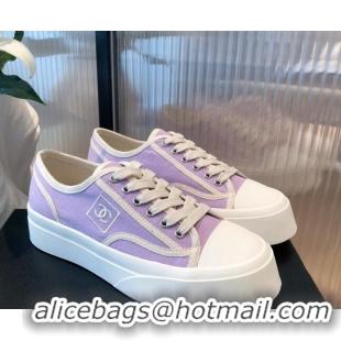 Perfect Chanel Canvas Platfrom Sneakers 081414 Purple 2021