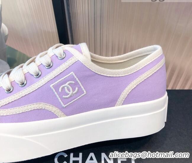 Perfect Chanel Canvas Platfrom Sneakers 081414 Purple 2021