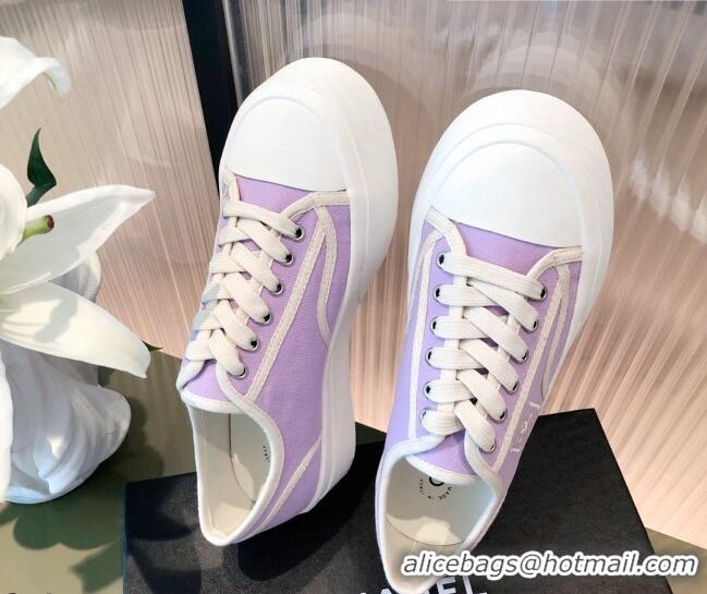 Perfect Chanel Canvas Platfrom Sneakers 081414 Purple 2021