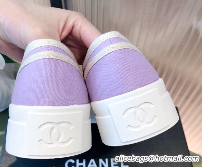 Perfect Chanel Canvas Platfrom Sneakers 081414 Purple 2021