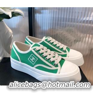 Good Quality Chanel Canvas Platfrom Sneakers 081414 Green 2021