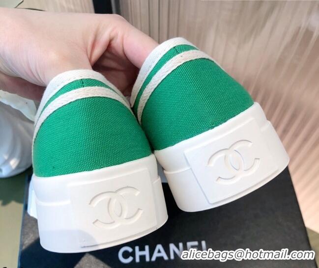 Good Quality Chanel Canvas Platfrom Sneakers 081414 Green 2021