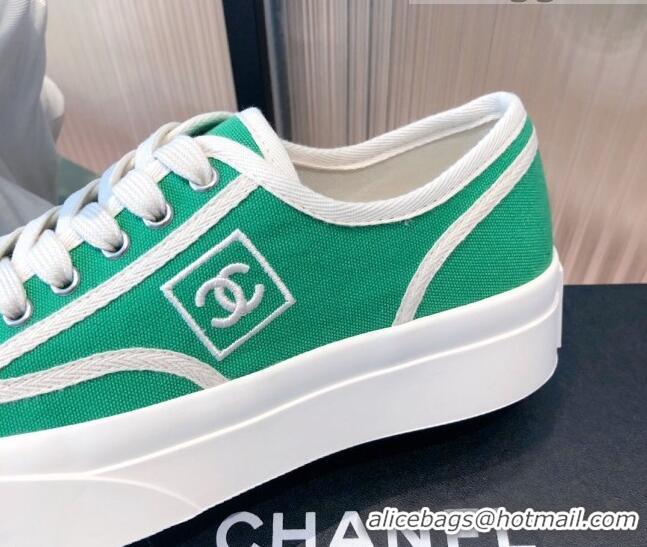 Good Quality Chanel Canvas Platfrom Sneakers 081414 Green 2021