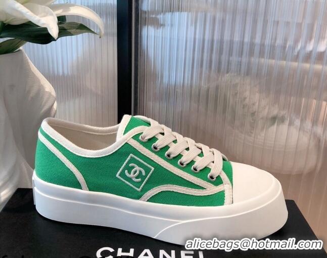 Good Quality Chanel Canvas Platfrom Sneakers 081414 Green 2021