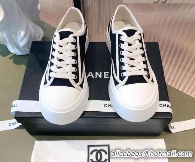 Good Product Chanel Canvas Platfrom Sneakers 081414 Black 2021