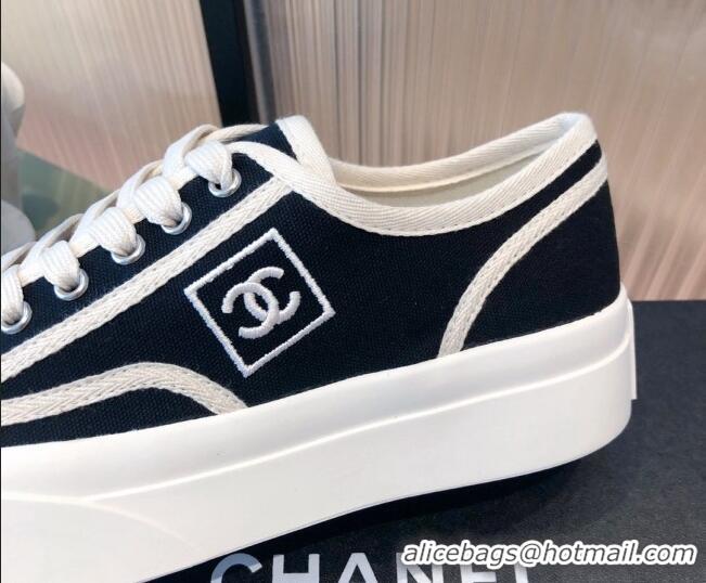 Good Product Chanel Canvas Platfrom Sneakers 081414 Black 2021