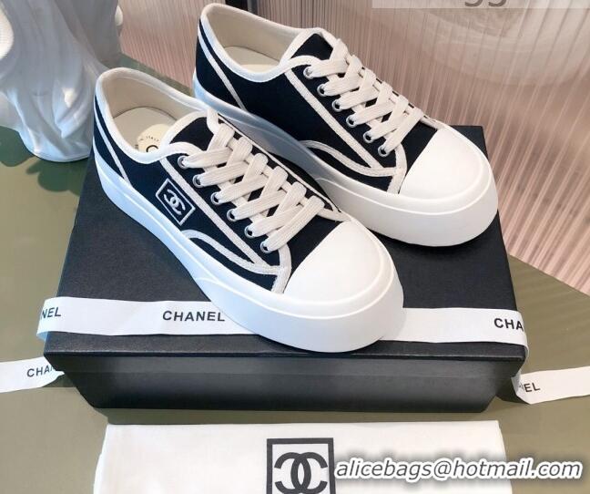 Good Product Chanel Canvas Platfrom Sneakers 081414 Black 2021