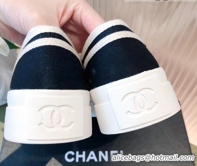 Good Product Chanel Canvas Platfrom Sneakers 081414 Black 2021