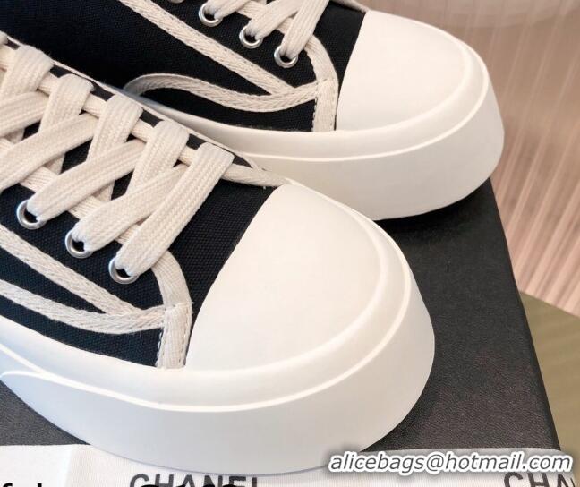 Good Product Chanel Canvas Platfrom Sneakers 081414 Black 2021