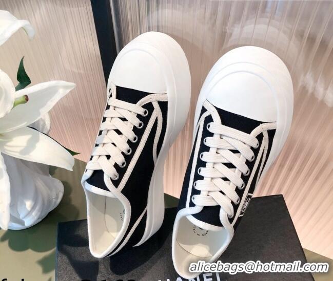 Good Product Chanel Canvas Platfrom Sneakers 081414 Black 2021