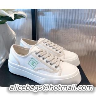 Low Cost Chanel Canvas Platfrom Sneakers 081414 White 2021