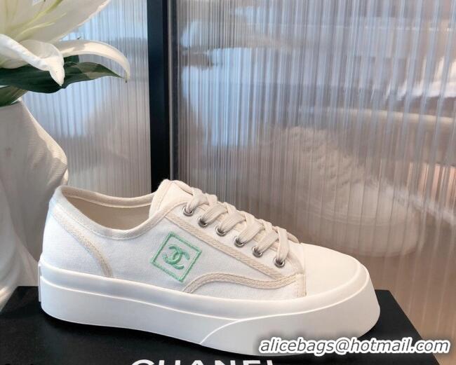 Low Cost Chanel Canvas Platfrom Sneakers 081414 White 2021