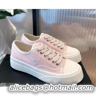 New Design Chanel Canvas Platfrom Sneakers 081414 Pink 2021