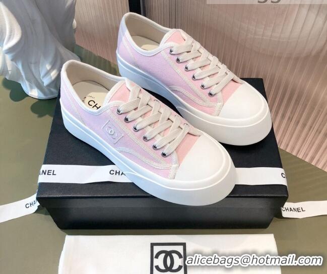 New Design Chanel Canvas Platfrom Sneakers 081414 Pink 2021