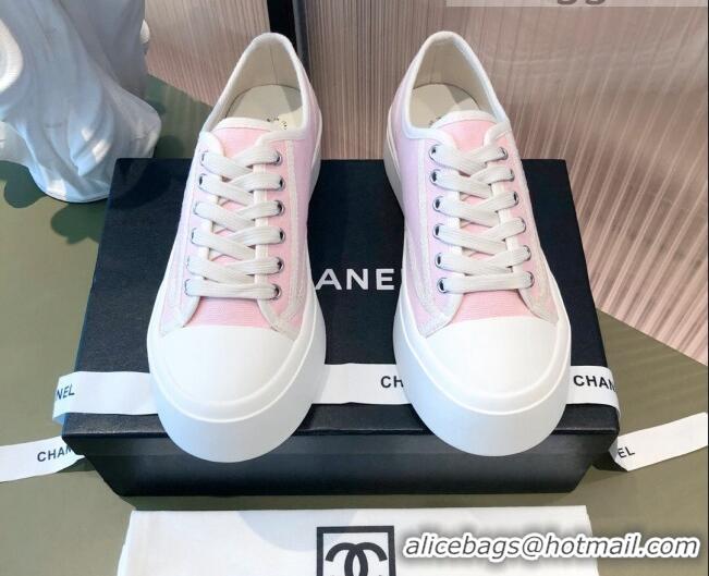 New Design Chanel Canvas Platfrom Sneakers 081414 Pink 2021