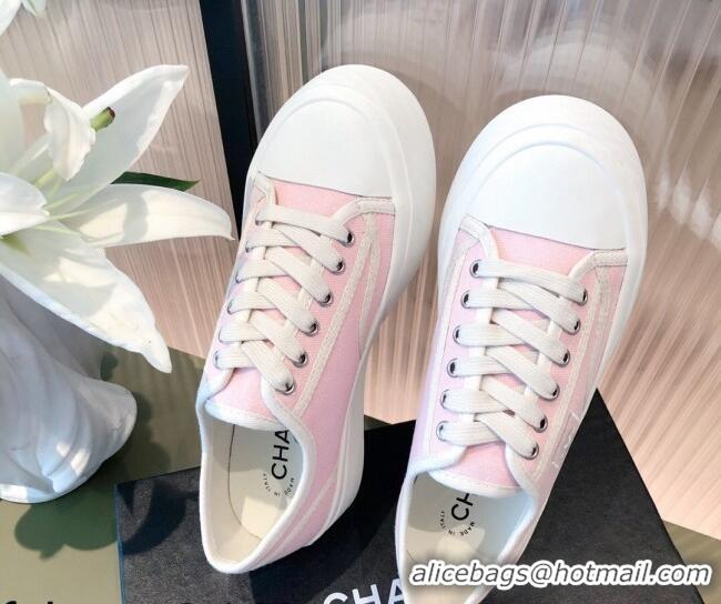 New Design Chanel Canvas Platfrom Sneakers 081414 Pink 2021