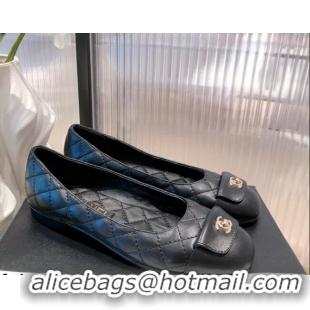 Low Price Chanel Leather Foldover Ballerinas 081620 Black 2021