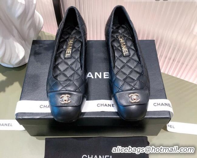 Low Price Chanel Leather Foldover Ballerinas 081620 Black 2021