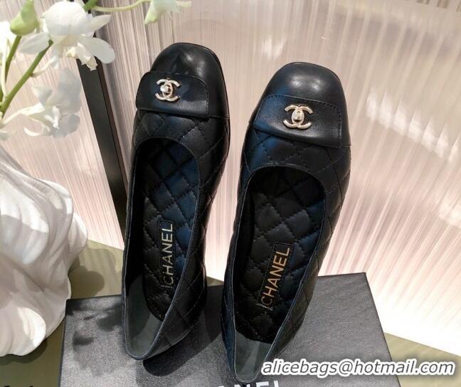 Low Price Chanel Leather Foldover Ballerinas 081620 Black 2021