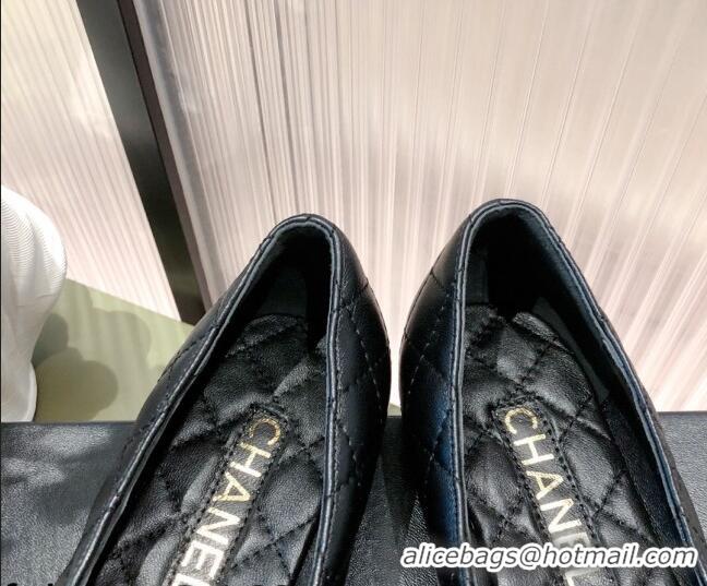 Low Price Chanel Leather Foldover Ballerinas 081620 Black 2021