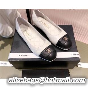 Pretty Style Chanel Leather Foldover Ballerinas 081620 White 2021