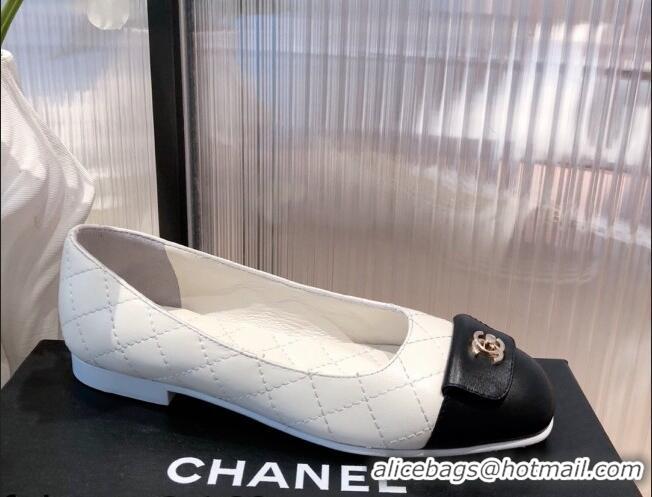 Pretty Style Chanel Leather Foldover Ballerinas 081620 White 2021