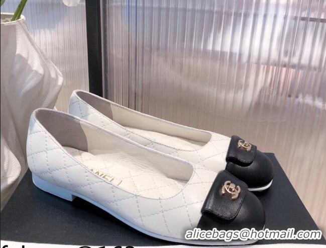 Pretty Style Chanel Leather Foldover Ballerinas 081620 White 2021