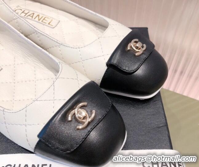 Pretty Style Chanel Leather Foldover Ballerinas 081620 White 2021