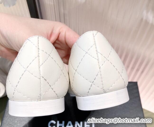 Pretty Style Chanel Leather Foldover Ballerinas 081620 White 2021