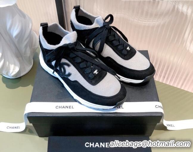 Low Cost Chanel Fabric & Suede Sneakers G38033 Gray 2021