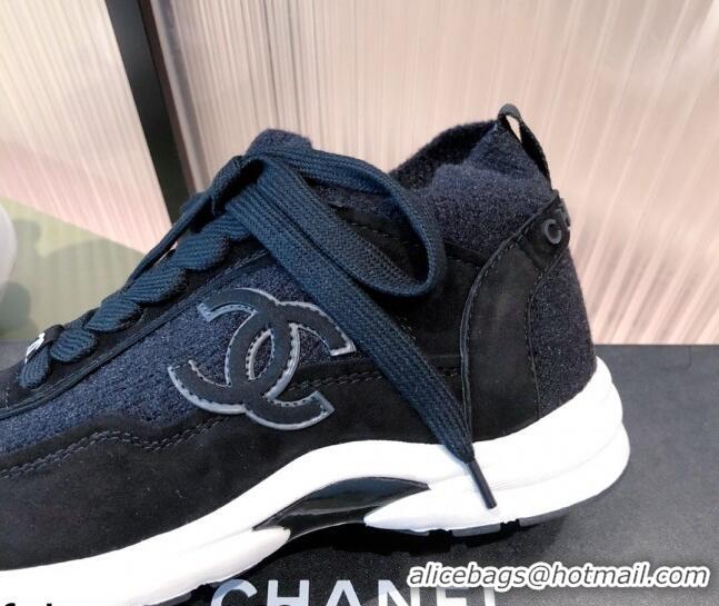 Stylish Chanel Fabric & Suede Sneakers G38033 Black 2021