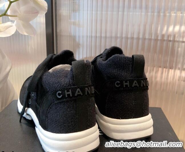 Stylish Chanel Fabric & Suede Sneakers G38033 Black 2021