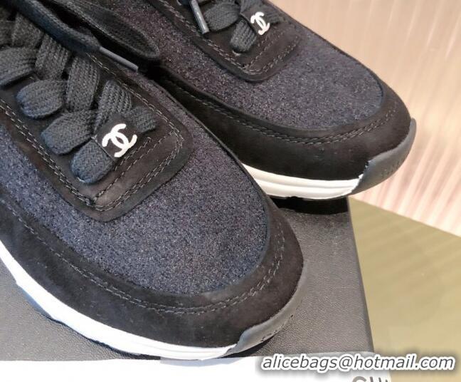 Stylish Chanel Fabric & Suede Sneakers G38033 Black 2021