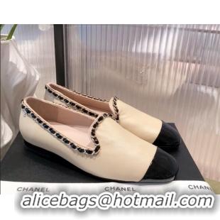 Classic Hot Chanel Calfskin Chain Loafers G37852 Apricot 2021