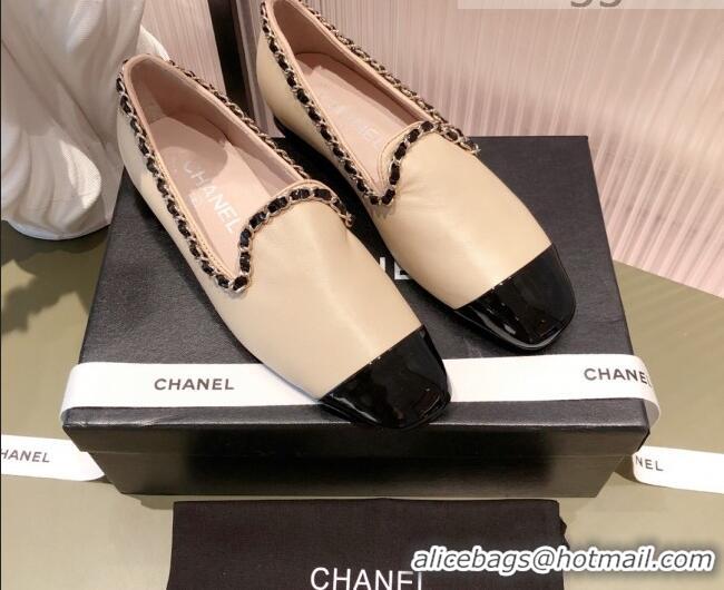 Classic Hot Chanel Calfskin Chain Loafers G37852 Apricot 2021