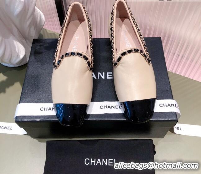 Classic Hot Chanel Calfskin Chain Loafers G37852 Apricot 2021