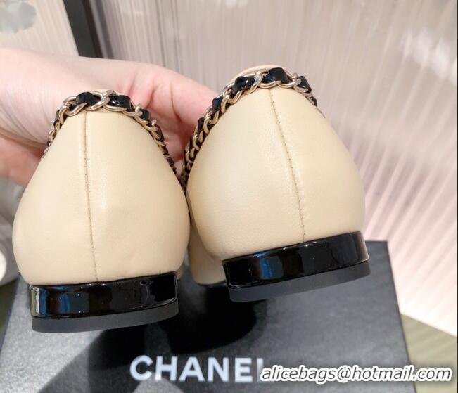 Classic Hot Chanel Calfskin Chain Loafers G37852 Apricot 2021