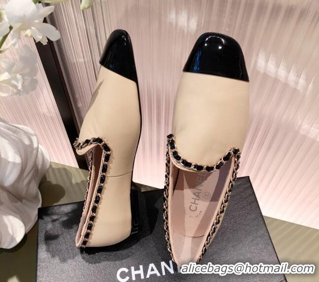 Classic Hot Chanel Calfskin Chain Loafers G37852 Apricot 2021