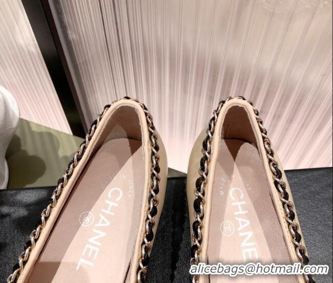 Classic Hot Chanel Calfskin Chain Loafers G37852 Apricot 2021