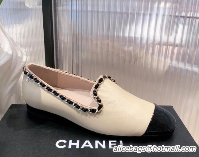 Classic Hot Chanel Calfskin Chain Loafers G37852 Apricot 2021