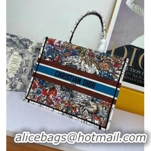 Top Grade DIOR BOOK TOTE Latte Multicolor Dior Constellation Embroidery M1286Z