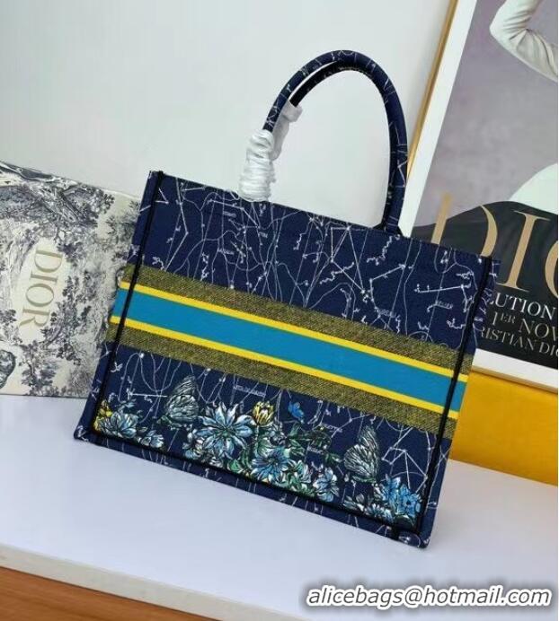 Popular Style DIOR BOOK TOTE Blue Dior Constellation Embroidery M1297ZR