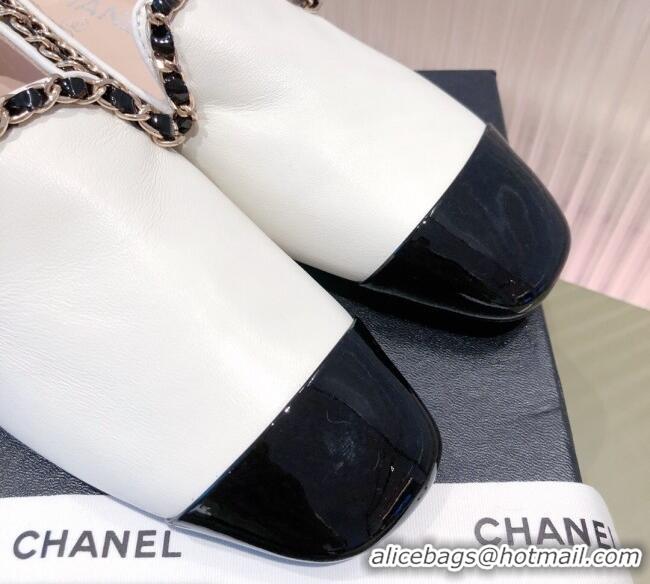 Top Design Chanel Calfskin Chain Loafers G37852 White 2021