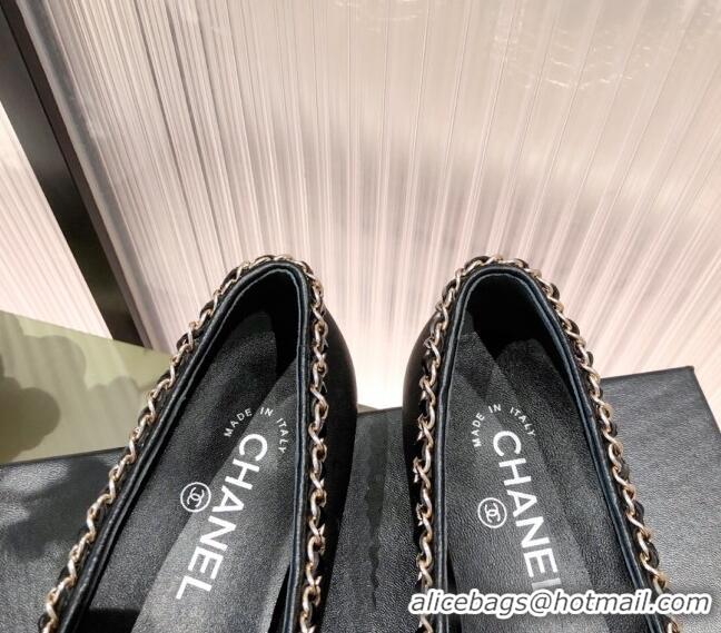 Good Quality Chanel Calfskin Chain Loafers G37852 Black 2021