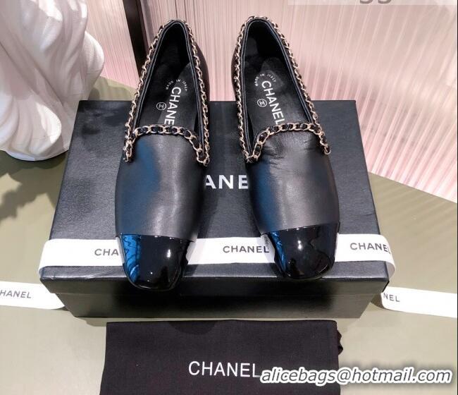 Good Quality Chanel Calfskin Chain Loafers G37852 Black 2021