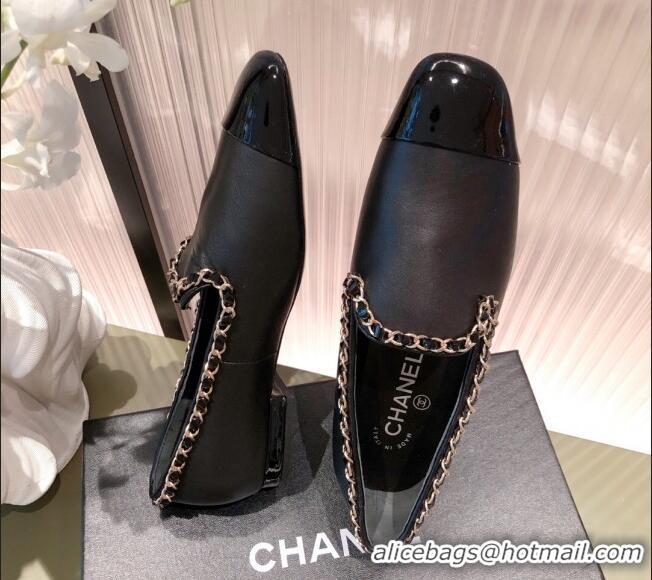 Good Quality Chanel Calfskin Chain Loafers G37852 Black 2021