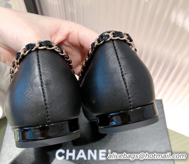 Good Quality Chanel Calfskin Chain Loafers G37852 Black 2021