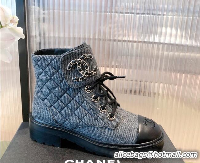 Most Popular Chanel Fabric Lace-ups Ankle Boots G36424 Gray 2021